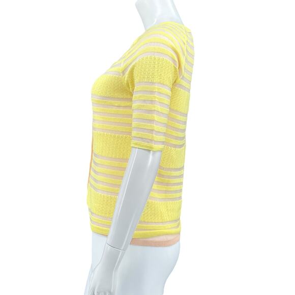 Moth Anthropologie Sweater Women Small Yellow Sunglow Cardigan Stripe Sheer Boho - Picture 4 of 9